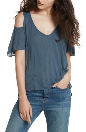 Women's Free People Bittersweet Cold Shoulder Top, Size - Blue