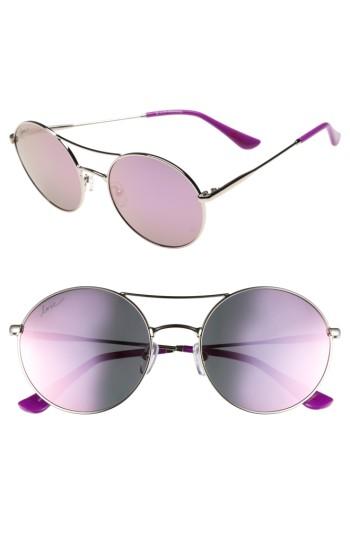 Women's Ed Ellen Degeneres 55mm Round Sunglasses - Silver