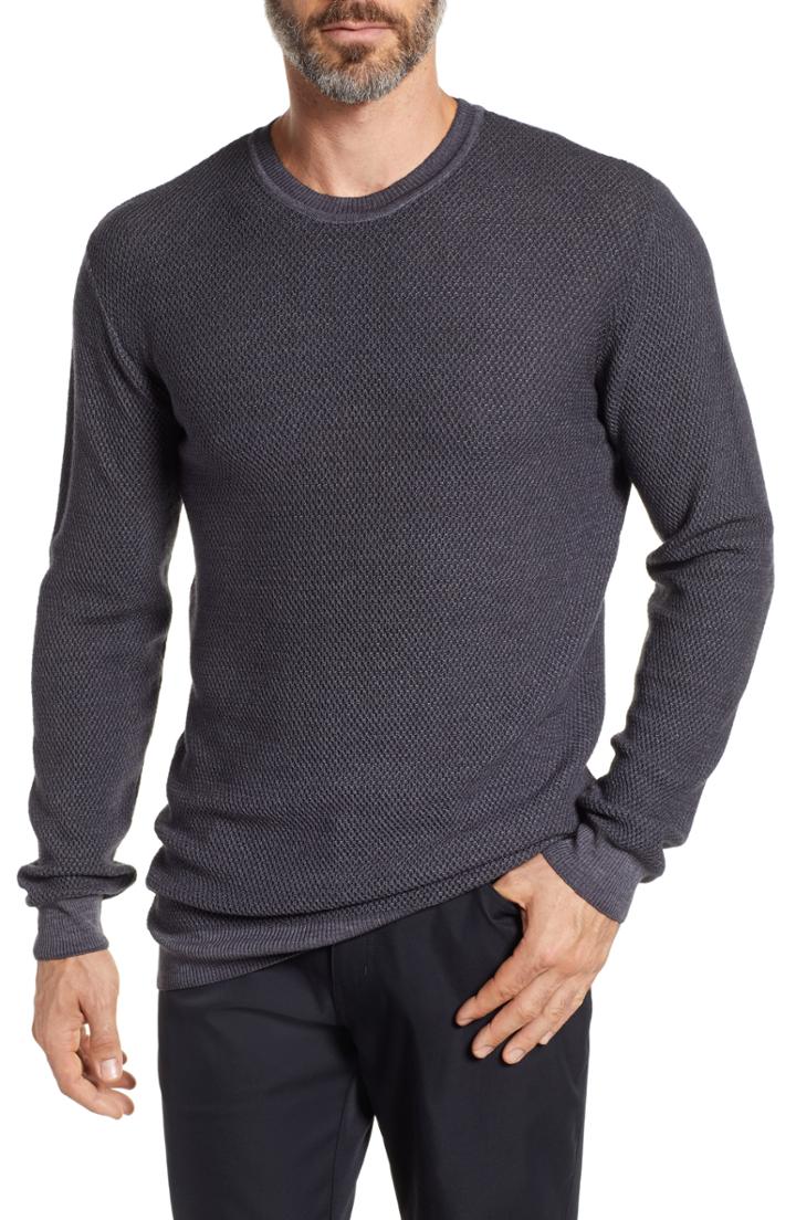Men's Stone Rose Honeycomb Trim Fit Wool Sweater - Blue