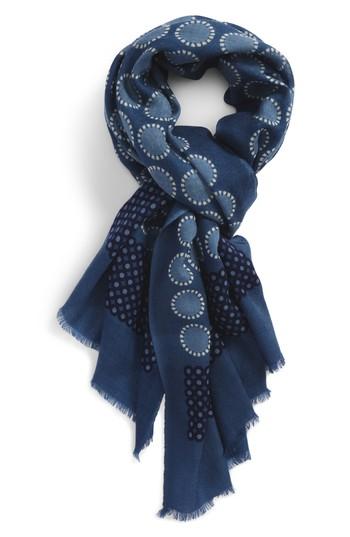 Men's Calibrate Dot Wool Scarf, Size - Blue