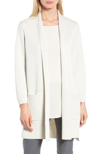 Women's Eileen Fisher Silk & Organic Cotton Kimono Cardigan, Size - White
