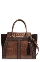 Brahmin Patina Palermo - Priscilla Leather Satchel - Brown