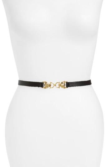 Women's Vanessa Mooney Panther Calfskin Leather Belt, Size - Black