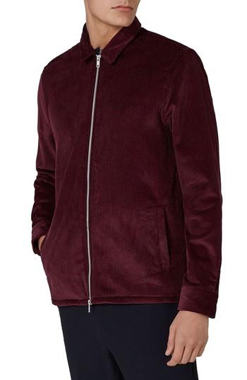 Men's Topman Corduroy Shirt Jacket - Burgundy