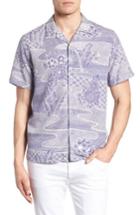 Men's Tori Richard Zen Garden Trim Fit Silk Blend Camp Shirt - Purple