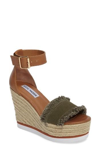 Women's Steve Madden Valley Fringed Platform Wedge Sandal .5 M - Green