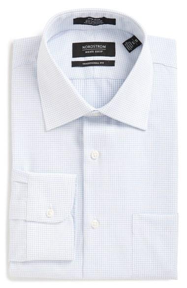 Men's Nordstrom Men's Shop Traditional Fit Non-iron Check Dress Shirt 33 - Blue