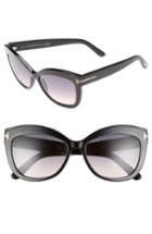Women's Tom Ford Alistair 56mm Gradient Sunglasses - Shiny Black / Gradient Smoke