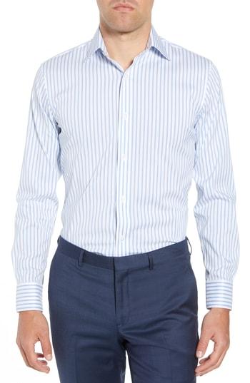 Men's Bonobos Park Slim Fit Stretch Stripe Dress Shirt .5 32 - Blue