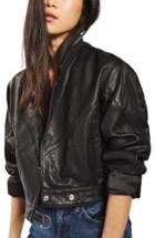 Women's Topshop Maggie Cropped Leather Jacket Us (fits Like 0) - Black