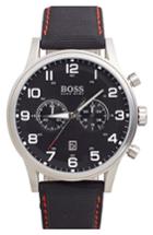 Men's Boss Chronograph Textured Leather Strap Watch, 44mm