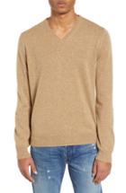 Men's J.crew Everyday Cashmere Regular Fit V-neck Sweater, Size - Brown