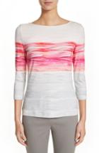 Women's St. John Collection Textured Brushstroke Print Jersey Top, Size - Pink