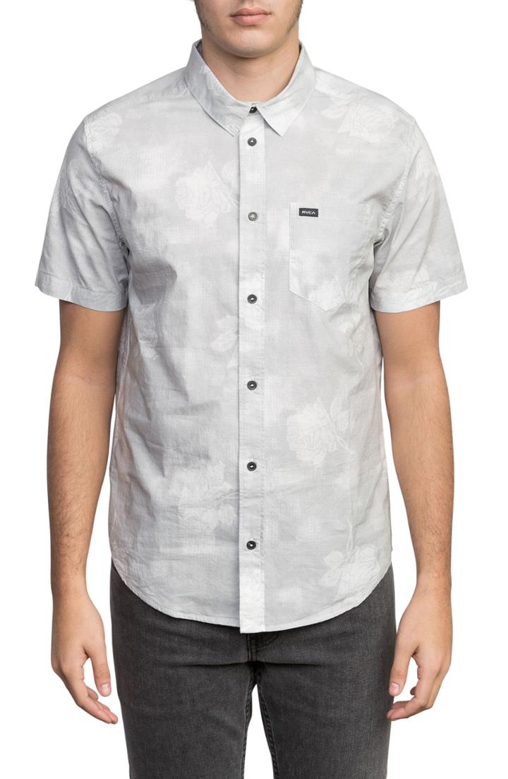 Men's Rvca Devastator Woven Shirt, Size - Grey