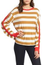 Women's Bp. Cinch Sleeve Stripe Tee, Size - Brown