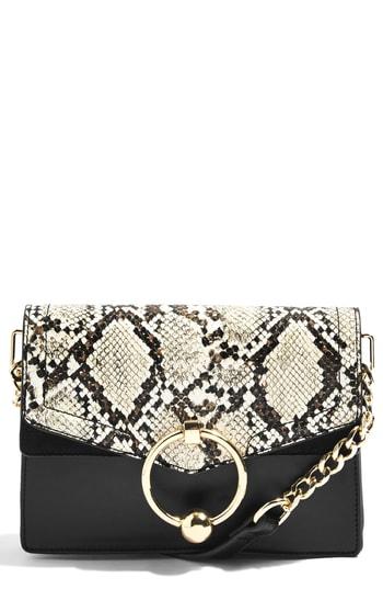 Topshop Selina Snake Effect Crossbody Bag - Black