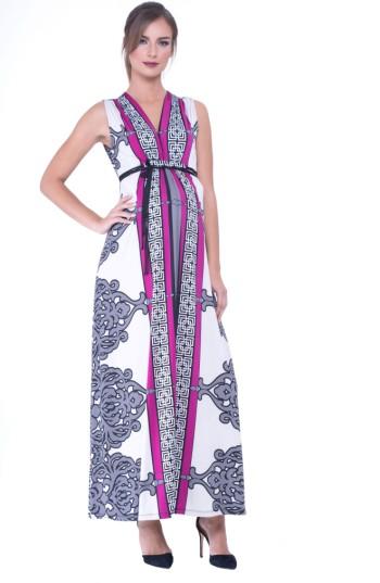Women's Olian Print Maxi Maternity Dress - Grey