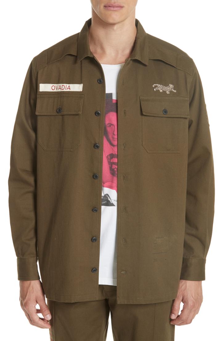 Men's Ovadia & Sons Military Woven Shirt, Size - Green
