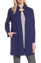 Women's Eileen Fisher Notch Collar Merino Wool Topper, Size - Blue
