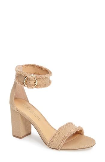 Women's Daya By Zendaya Shasta Fringe Denim Ankle Strap Sandal M - Beige