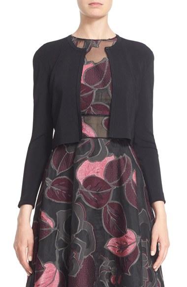 Women's Lela Rose Cropped Knit Cardigan - Black