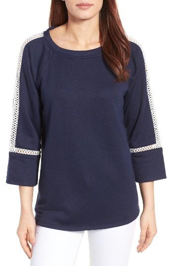 Women's Caslon Lace Inset Sweatshirt - Blue