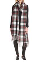 Women's Burberry Oversize Tartan Cashmere & Merino Wool Wrap, Size - White