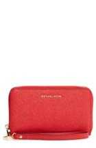 Women's Michael Michael Kors 'jet Set Travel' Multifunction Phone Case - Red