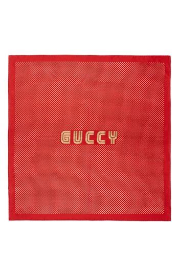 Women's Gucci Guccy Star Foulard Silk Twill Scarf, Size - Black
