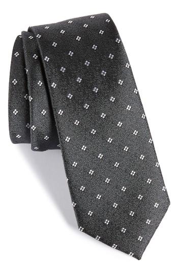 Men's Calibrate Moten Neat Silk Skinny Tie, Size - Black