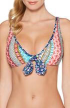 Women's Laundry By Shelli Segal Patchwork Floral Knotted Bikini Top - Blue