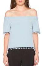 Women's Willow & Clay Pompom Off The Shoulder Top
