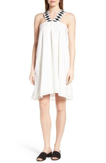 Women's Press Embroidered Halter Dress - White