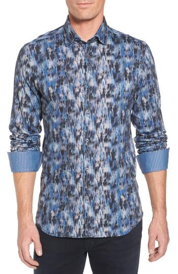 Men's Stone Rose Slim Fit Herringbone Fx Sport Shirt (s) - Blue