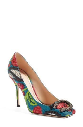Women's Gucci Dionysus Embellished Square Toe Pump Us / 37eu - Blue