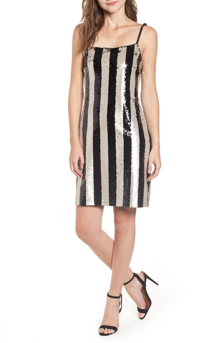 Women's Cupcakes And Cashmere Vertical Sequin Stripe Dress - Black