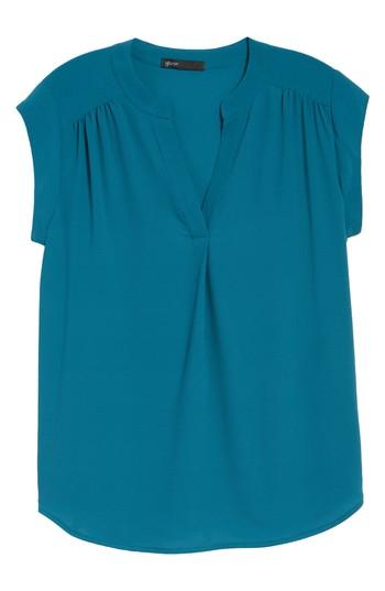 Women's Gibson Split Neck Top - Blue/green