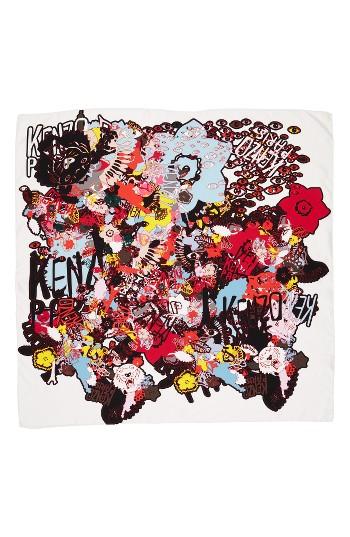 Women's Kenzo Graphic Silk Scarf, Size - Black