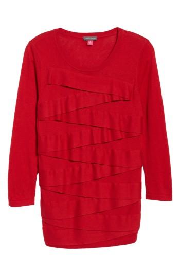 Petite Women's Vince Camuto Zigzag Sweater P - Red