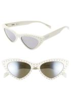 Women's Moschino 52mm Cat's Eye Sunglasses - White