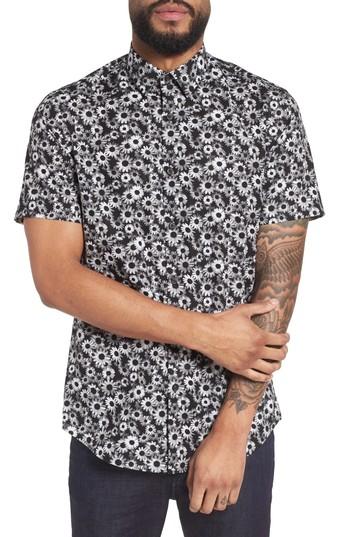 Men's Calibrate Floral Sport Shirt - Black