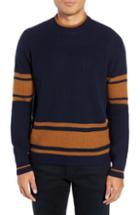 Men's Ymc Striped Mock Neck Wool Sweater - Blue