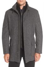 Men's Cole Haan Wool Blend Car Coat With Removable Knit Bib, Size - Grey