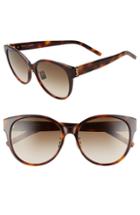 Women's Saint Laurent 57mm Round Sunglasses - Havana/ Brown Gradient