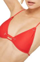 Women's Topshop Rib Eyelet Triangle Bikini Top Us (fits Like 0) - Red