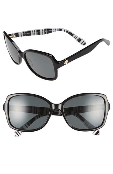 Women's Kate Spade New York 'ayleen' 56mm Polarized Sunglasses - Black/ White Pattern