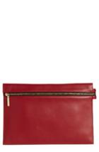 Victoria Beckham Large Zip Leather Pouch - Red