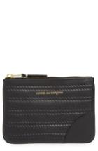 Men's Comme Des Garcons Embossed Leather Top Zip Pouch Wallet - Black