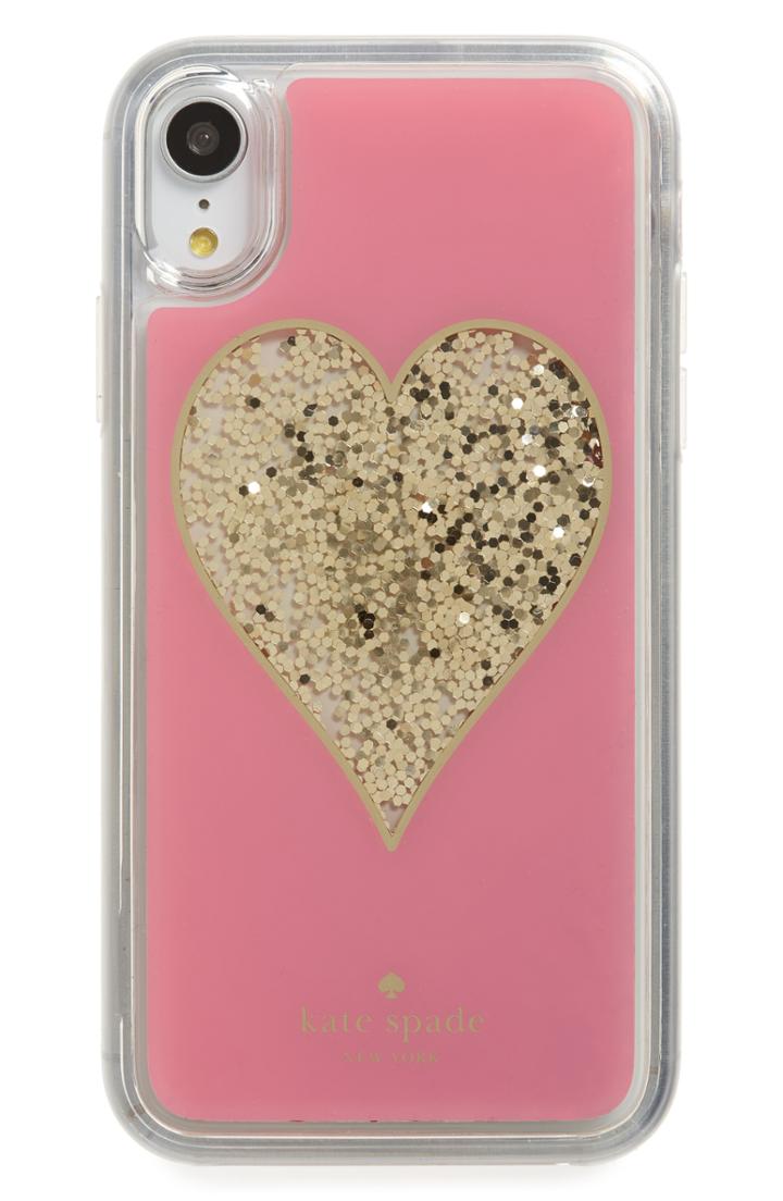 Kate Spade New York Liquid Glitter Heart Iphone X/xs/xr & Xs Max Case - Pink