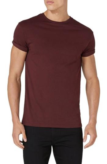 Men's Topman Muscle Fit Roller T-shirt - Burgundy